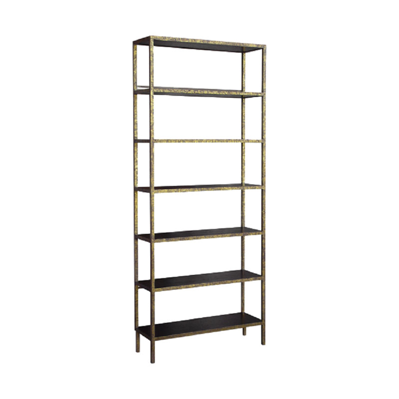 Stella Etagere Bookcase, Antiqued Gold, 94" H x 39" W x 13" D