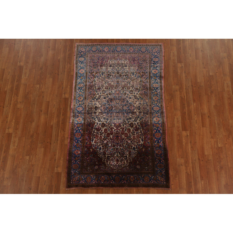 One-of-a-Kind Rectangle 4'1" X 6'10" 1900s Silk Area Rug in Red