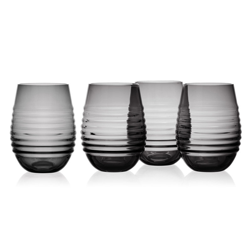 Ciara 18 oz. Stemless Wine Glasses, Gray