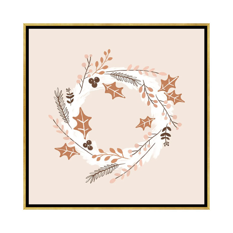 Couronne de Noël par Orara studio-reproduction d’art, Toile encadrée d'or, Pas de tapis, H 26 po x l 26 po x P 1,5 po
