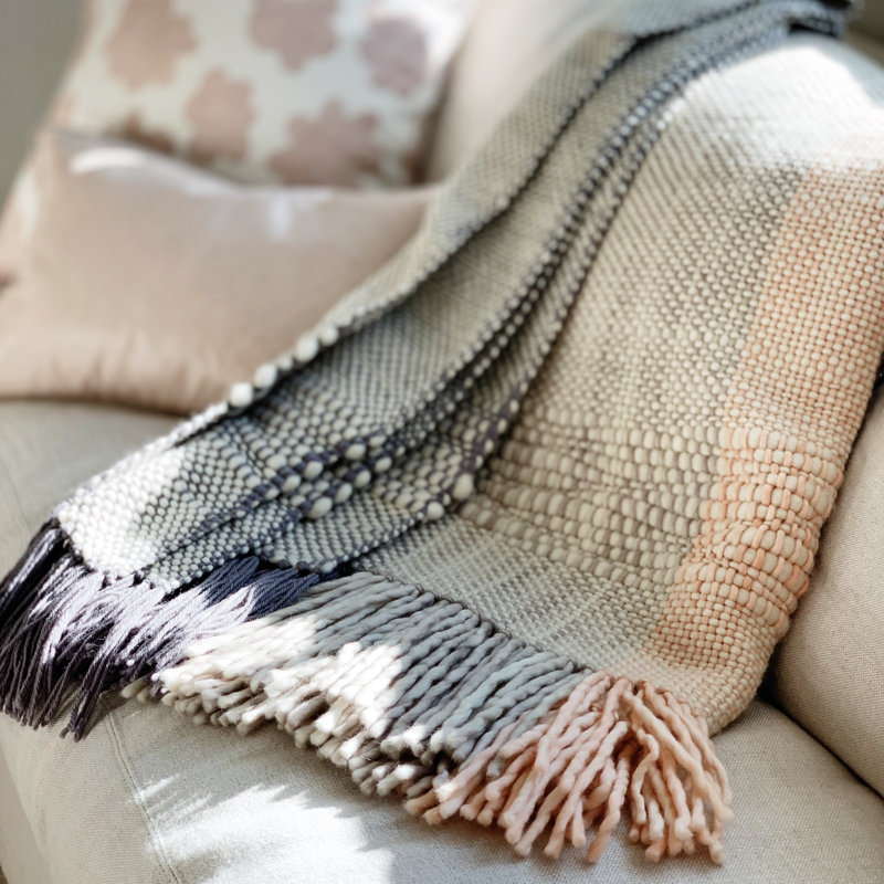 Ushuaia Hand Woven Throw Blanket, Coral