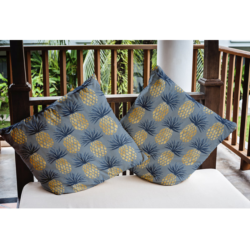 Vathylakas Pineapple Stripes Pillow Cover & Insert, Dusty Smoke, 18" x 18"
