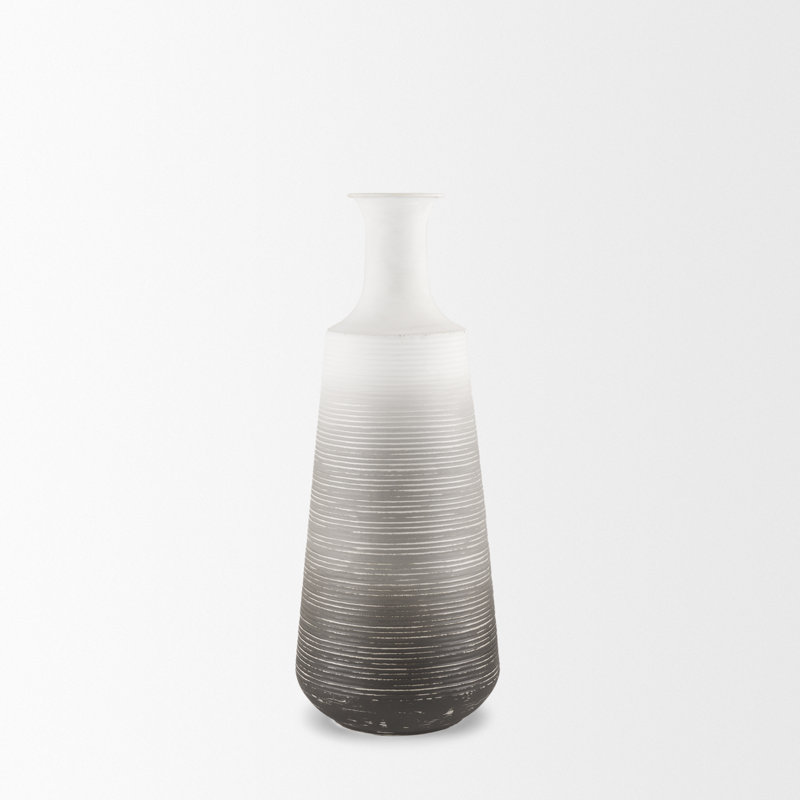 Nastashia White W/ Grey Small Vase, 19.88" H x 7.87" W x 7.87" D