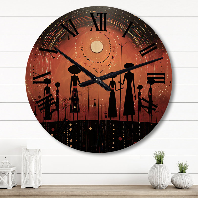 Horloge murale en bois africain, Grand