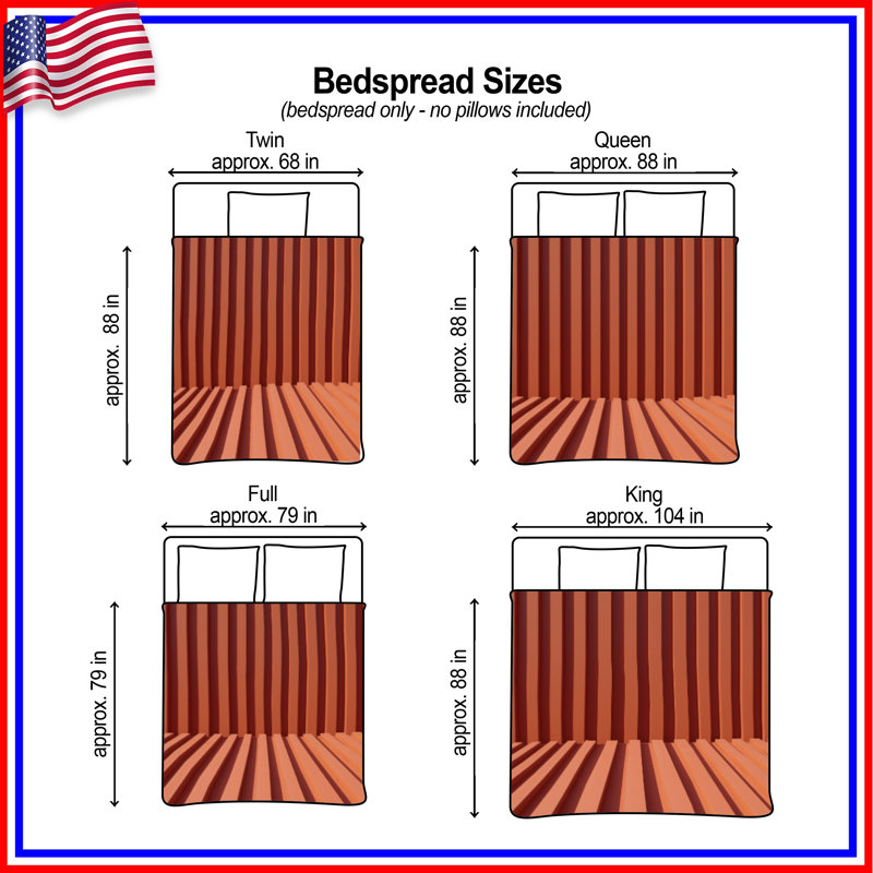 Orange Vertical Lines Bedding Stripes Bedspread Abstract, Queen