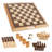 3-in-1 Chess, Backgammon, and Checkers Set – Wooden Board Game Set Folds for Practical Storage and Transport – Travel Board Games 