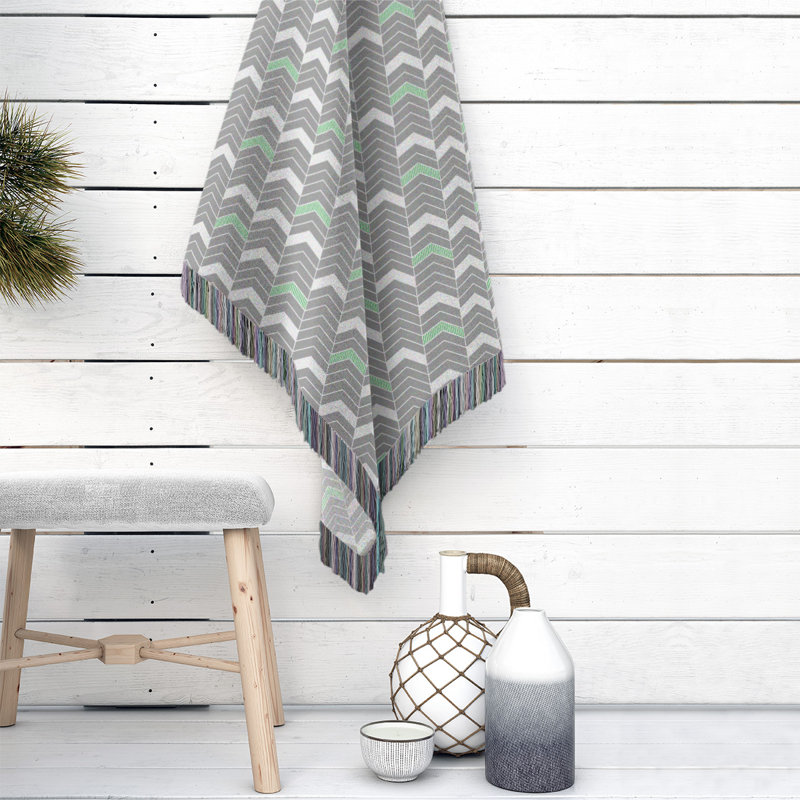 Couverture en coton tissé Rhonda, l 60 po x L 80 po, Vert