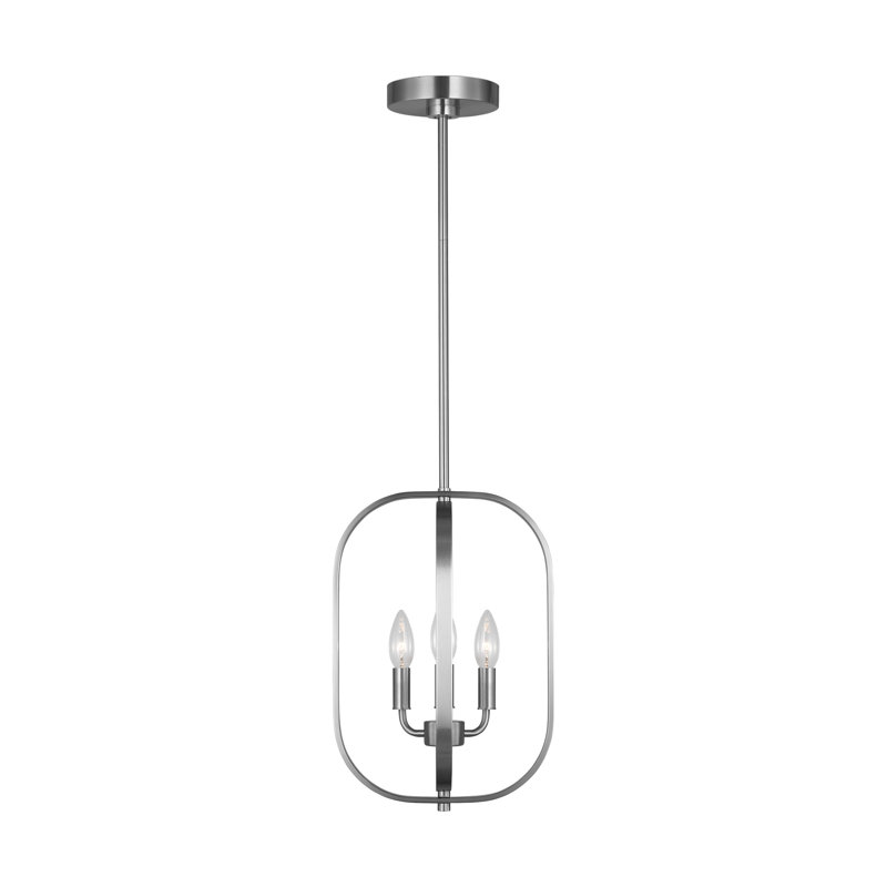 Lustre à trois lumières Loretto de Génération Éclairage , Nickel brossé, Trois lumières, H 15 po x l 10,875 po x P 10,875 po