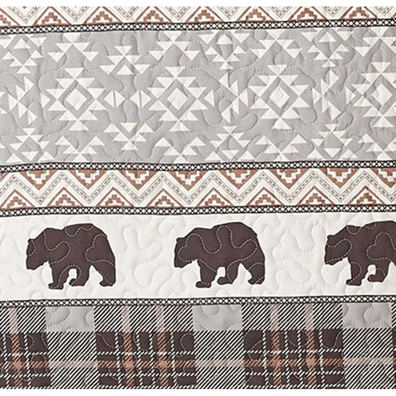 Ensemble de courtepointe réversible en microfibre brun / ivoire / sauge Jianyu
