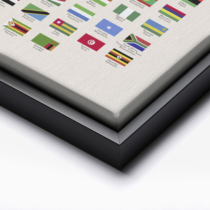 Drapeaux d'Afrique, 18"H x 24"W, Canvas, Black Framed