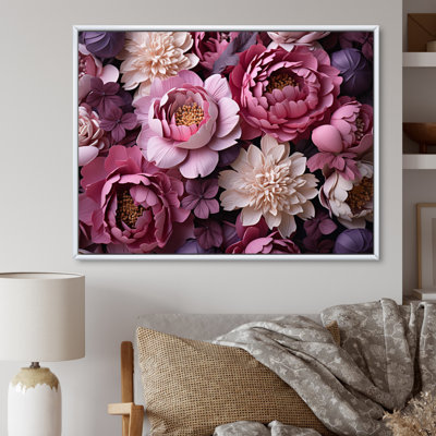 " Purple Peonies Bouquet " Mixed Media Print