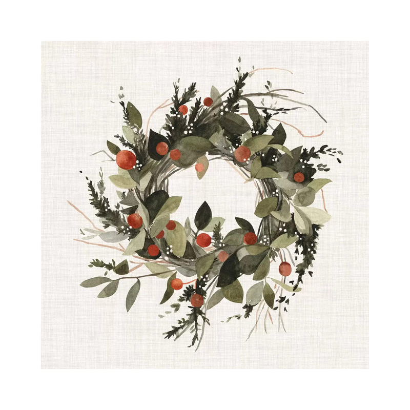 «Farmhouse Wreath II», reproduction d'art, H 26 po x l 26 po x P 1,5 po, Toile tendue