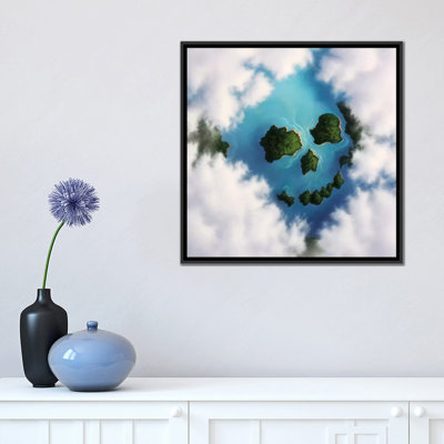 Reproduction d’art sur toile tendue, "îlot encadrés par des nuages formant un crâne" par jerry lofaro