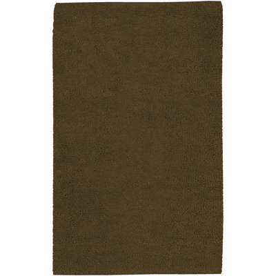 Tapis brun en laine à tissage plat fait main Bonney