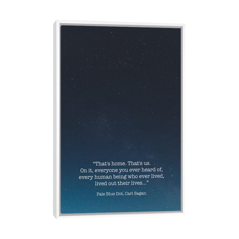 «Pale Blue Dot Carl Sagan», reproduction d'art textuel, H 26 po x l 18 po x 1,5 po, Toile blanche encadrée, Pas de tapis