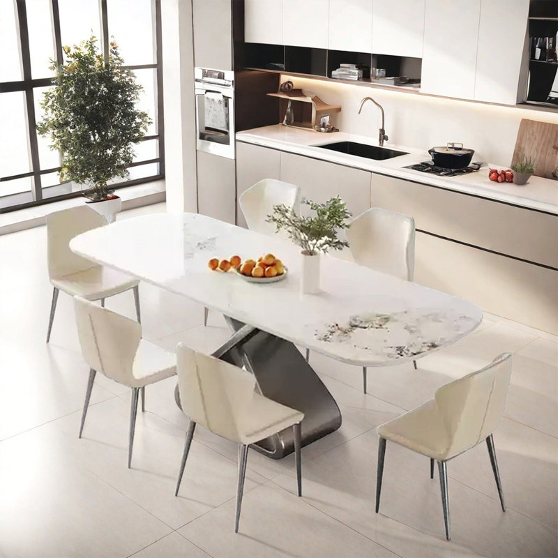 Light luxury modern style dining table sets, 29.5”H x 70.9”L x 31.5”W
