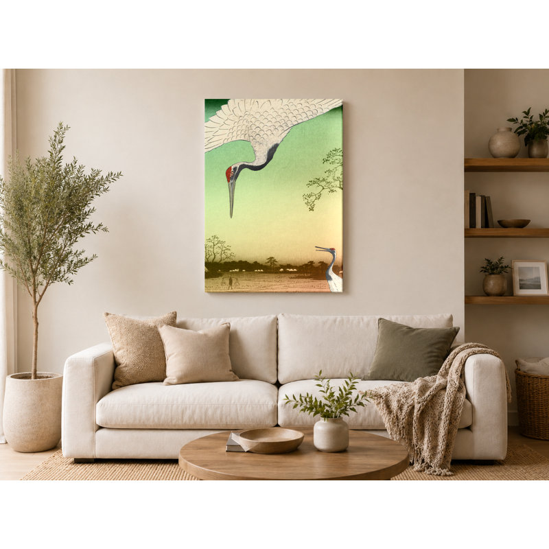 Cranes at Minase River (1857) - Portrait, art mural sur toile, 20" W x 30" H