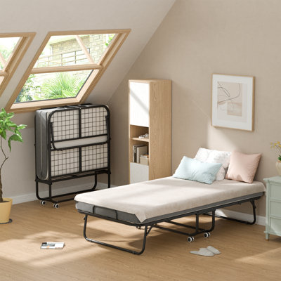 Lit pliant pliant avec matelas en mousse à mémoire de forme de 5 pouces | Lit portatif 31 po pliable | Structure en métal robuste | Capacité de 650 lb | Conception peu encombrante