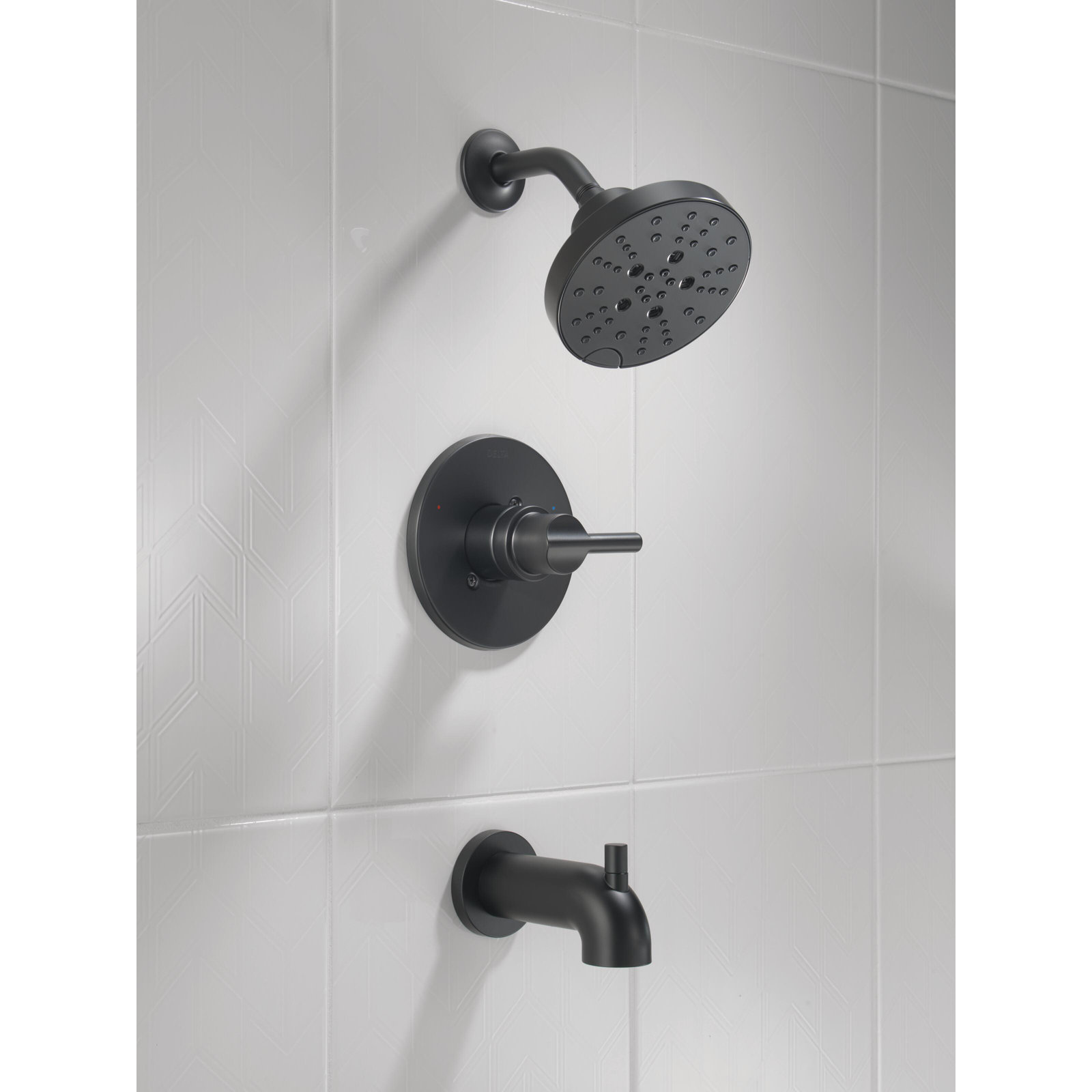 Nicoli Single-Function Tub and Shower Faucet Set, Matte Black