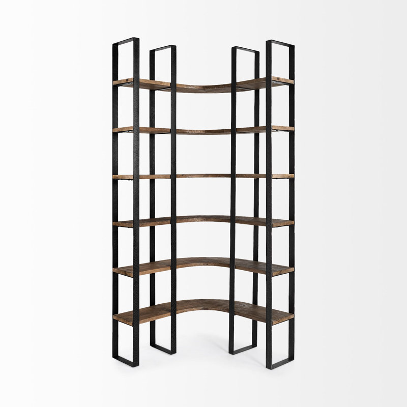 Corner Bookcase, Black/Dark Brown
