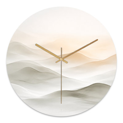 Abstract Soft Mountain Landscape With Warm Sky Gradient Ultra Clear Glass Wall Clock