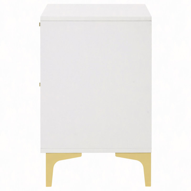 Table de chevet, table de chevet rectangulaire à 2 tiroirs, Blanc