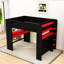 Lit mezzanine double en bois avec bureau, port USB et éclairage à bande RVB-1523174981