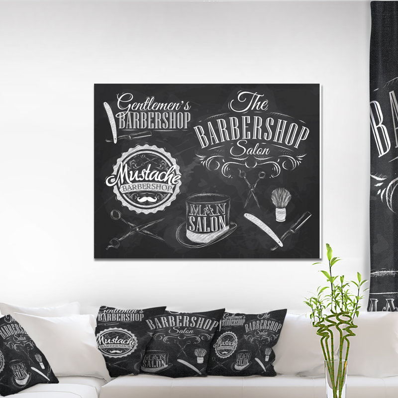 «Set Barbershop», reproduction d'art textuel, H 20 po x l 20 po x P 1 po, H 36 po x l 46 po x P 1,5 po