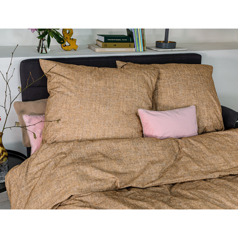 Fleece cotton bed linen set Mink 8835, Brown, 155 x 220cm - 1 Pillowcase ( 80 x 80cm)