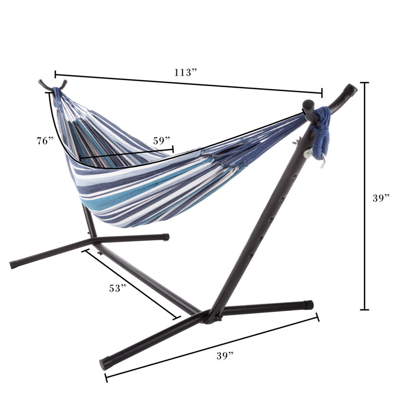 Devante Classic Hammock with Stand, Blue/White
