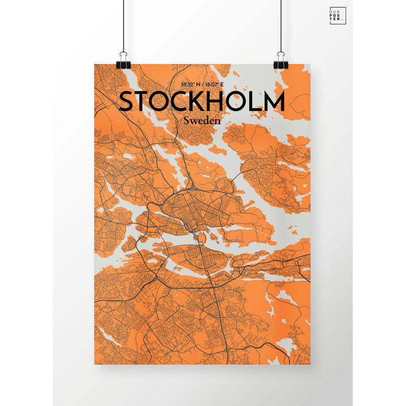 Stockholm City Map - No Frame Print, 43.2cm H x 27.9cm W x 0.13cm D