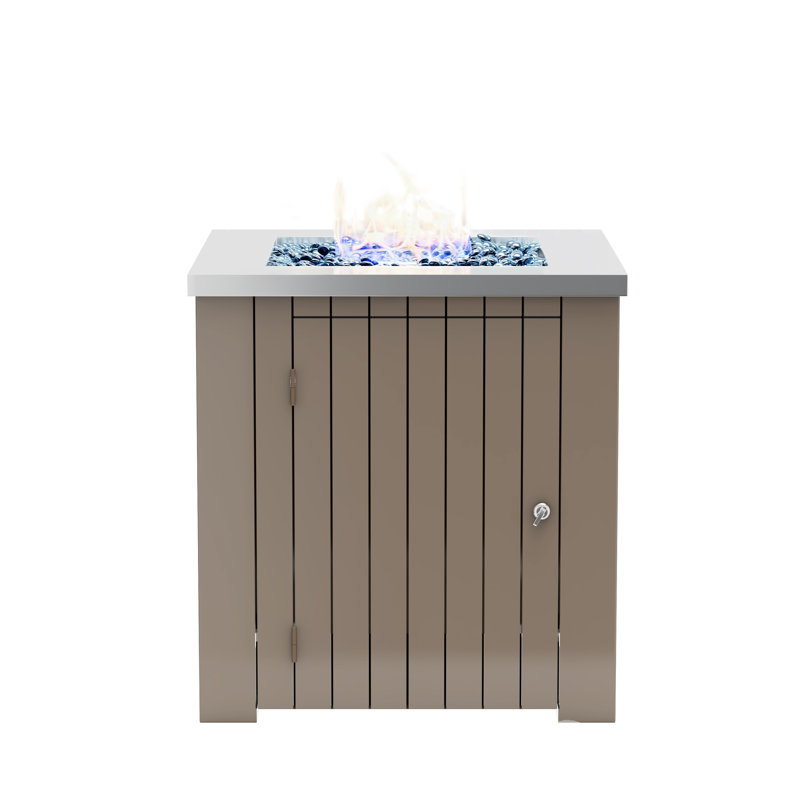 Table de foyer d'extérieur au propane / gaz naturel en aluminium Olney avec réservoir de carburant dissimulé
