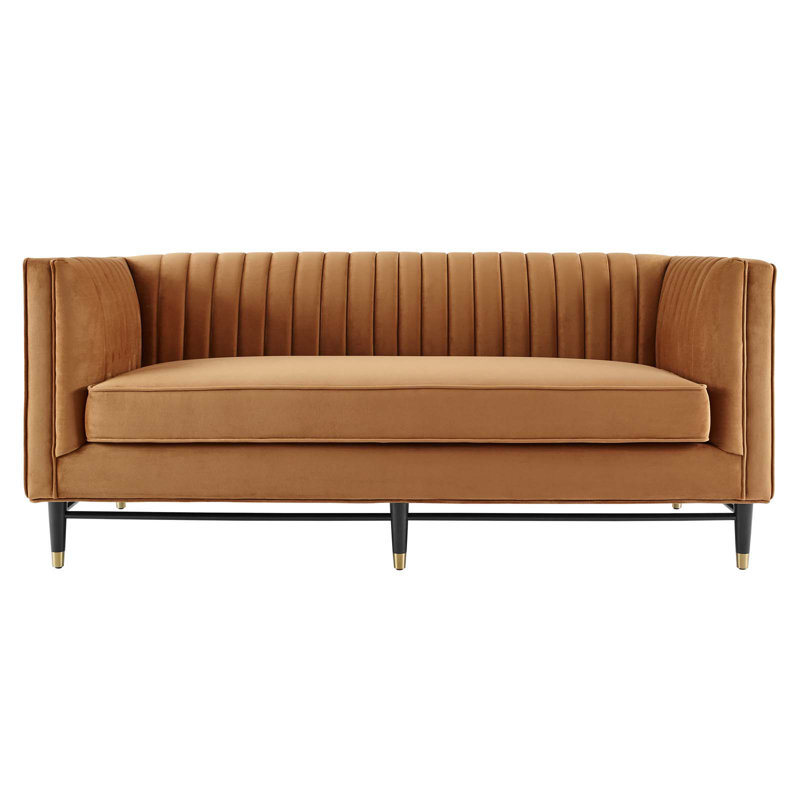 Causeuse en velours Devote, Velours cognac