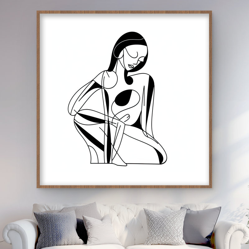Lignes féminines - Reproduction matte encadrée blanche pour la décoration intérieure