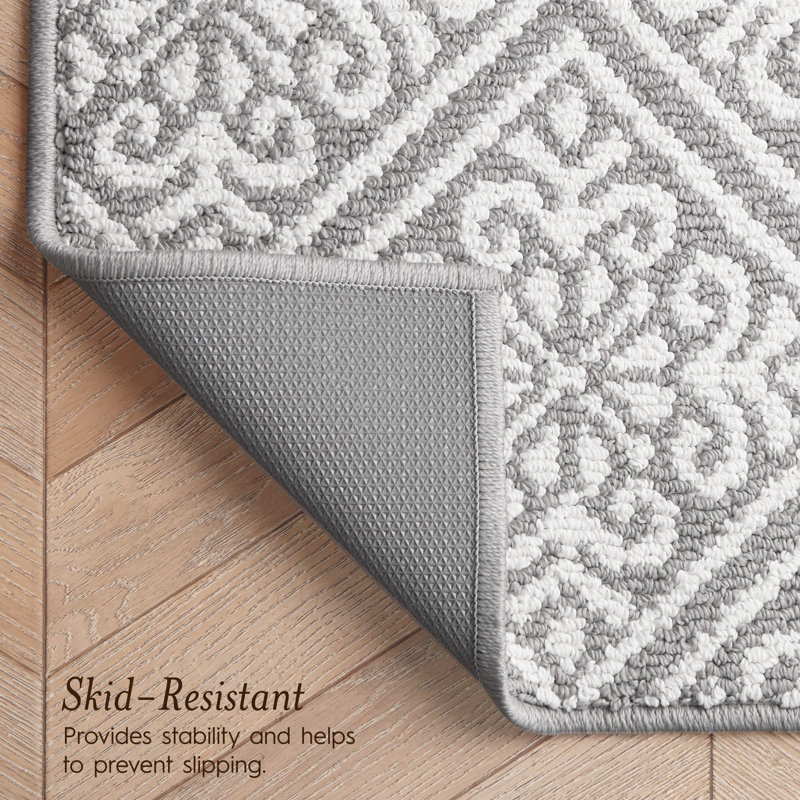Austell Machine Woven Synthetic Geometric Area Rug, Runner 2'2" x 6', Light Gray/Natural