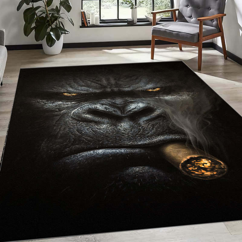 Intricate Floral Pattern Non Woven Soft Type Printed Rug Ideal for Enhancing Home and Office Interiors, Rectangle 5'3" x 7'7"