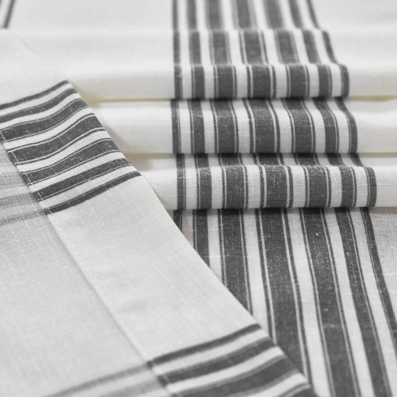 Striped Linen Valance Curtain 16 Inch Vertical Striped Valance For Kitchen Bathroom Light Filtering Window Treatment Rod Pocket Farmhouse Rustic Semi Sheer Short Window Curtain 1 Panel