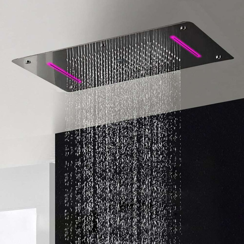 Cesena Chrome Thermostatic Recessed Ceiling Shower System with LED and Multi Function Control