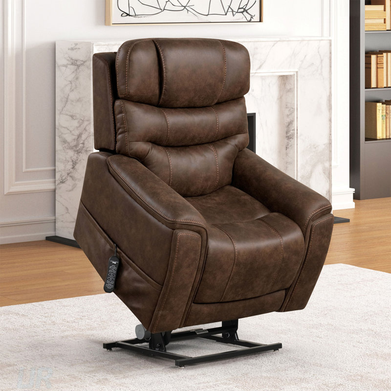 Fauteuil relevable de style transitionnel avec double moteur, appui-tête électrique, soutien lombaire et système de massage pneumatique pour un confort ultime