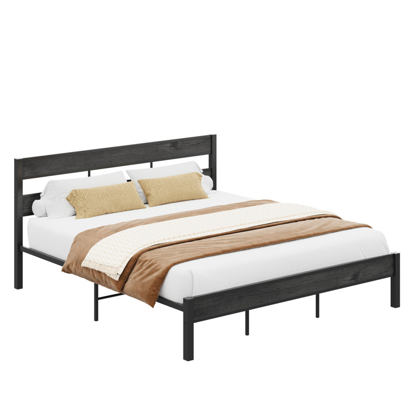 Bed And Headboard, Easy Assembly, Noise-free, No Box Spring Needed, Heavy Strong Metal Support, Double-row Support Bars