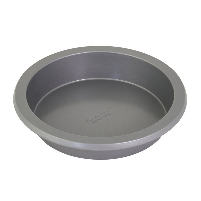 9-In Nonstick Aluminized Steel Round Cake Pan, Contour Silver, Gray