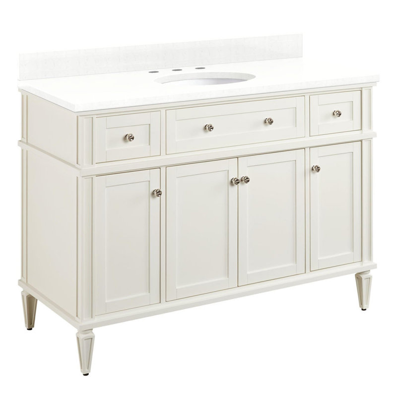 48" Elmdale Vanity for Undermount Sink, Feathered White Quartz, White
