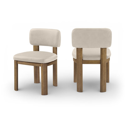 Chaise rembourrée en cuir taupe Paloma