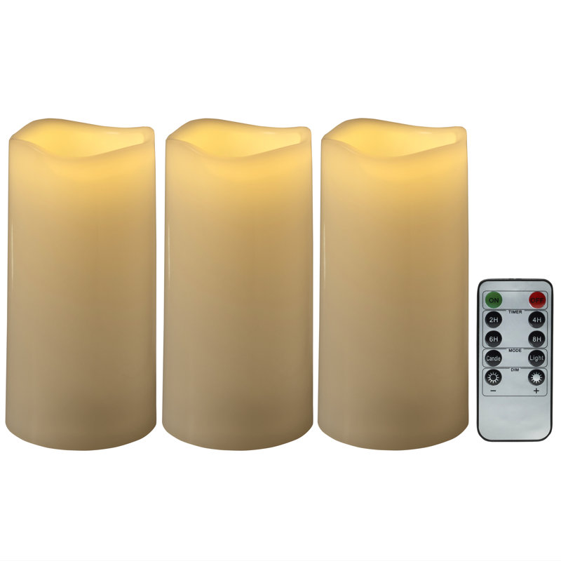 Set of 3 Waterproof LED Pillars, 3X6 Inch, White