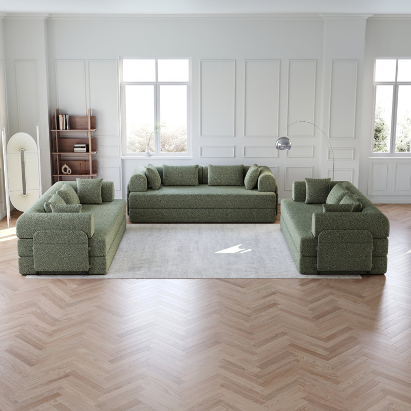 Canapé-lit convertible de 78,7 pouces avec coussin cylindrique, canapé-lit pliant en chenille, canapé-lit pliant avec poche latérale, canapé-lit de plancher, 3 pièces