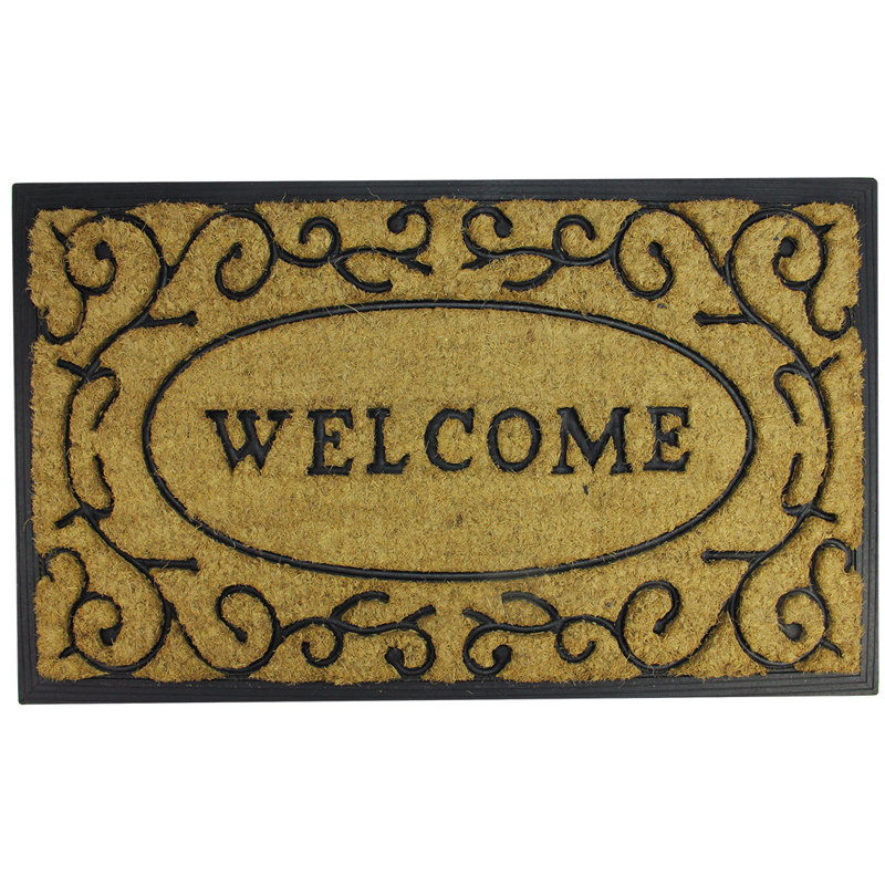 Paillasson brun et noir 18 po x 30 po Welcome