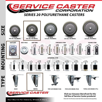 4 Piece Polyurethane Caster Set