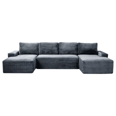 Ensemble de canapé modulaire compressible en forme de U, canapé modulaire de style minimaliste, canapé en tissu velours côtelé pour le salon