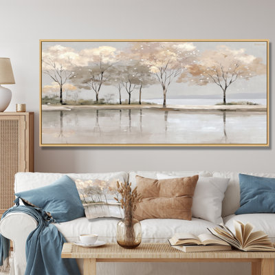 Golden Sunset Trees In Winter - Winter Tree, reproduction sur toile, art mural doré saisonnier