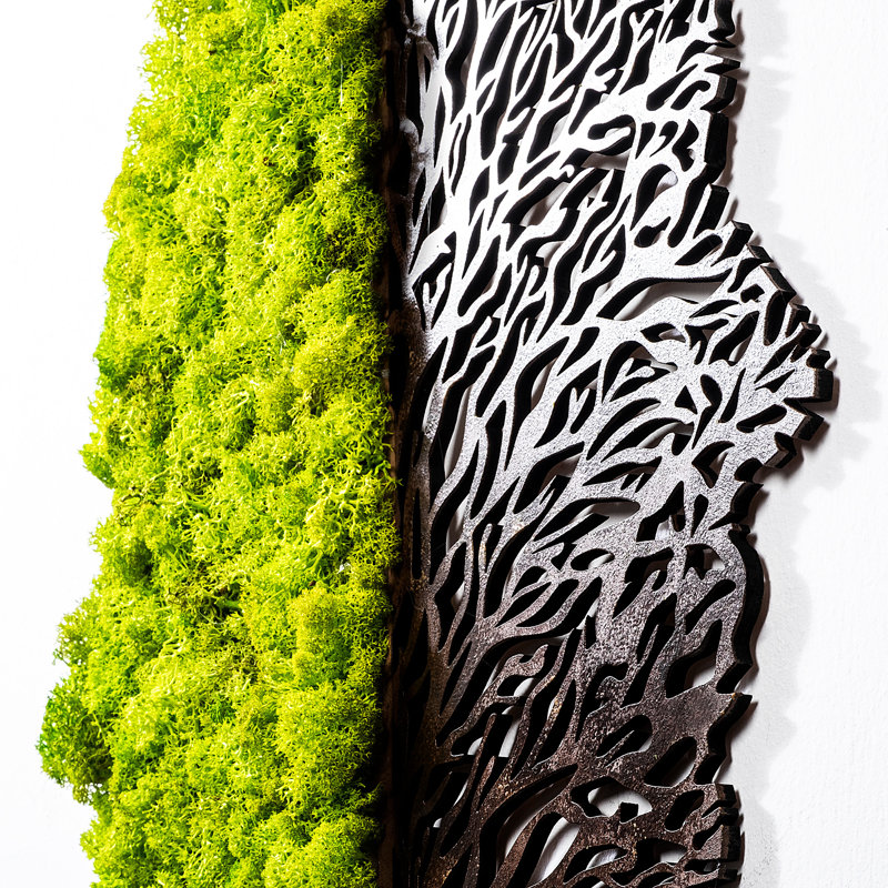 Handmade Decorative Wall Accessory, Green & Brown, 17.7 x 0.4 x 22.0 inches | 100% MDF / MOSS, Thickness: 0.2 inches | Unique Design, Perfect for Home Decor & Enhancing Living Spaces, Artisan Crafted
